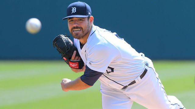 DETROIT, MI - APRIL 06: Matt Moore #51 of the Detroit Tigers throws a warm-up pitch during the game against the Kansas City Royals at Comerica Park on April 6, 2019 in Detroit, Michigan. The Tigers defeated the Royals 7-4.