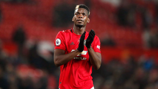 Manchester United's Paul Pogba applauds the fans after the Premier League match at Old Trafford, Manchester.