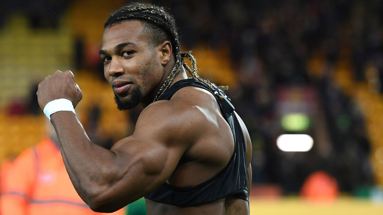 NORWICH, ENGLAND - DECEMBER 21: Adama Traore of Wolverhampton Wanderers celebrates at full time during the Premier League match between Norwich City and Wolverhampton Wanderers at Carrow Road on December 21, 2019 in Norwich, United Kingdom.
