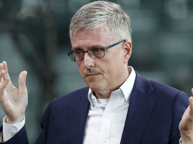 HOUSTON, TX - JUNE 11: General manager Jeff Luhnow of the Houston Astros reacts before the game against the Milwaukee Brewers at Minute Maid Park on June 11, 2019 in Houston, Texas.