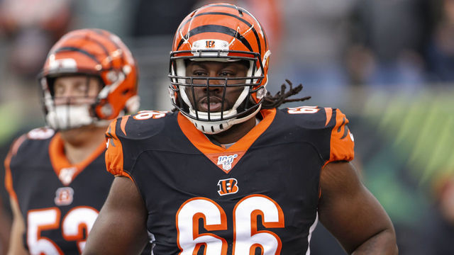 CINCINNATI, OH - DECEMBER 01: Trey Hopkins #66 of the Cincinnati Bengals is seen during the game against the New York Jets at Paul Brown Stadium on December 1, 2019 in Cincinnati, Ohio.