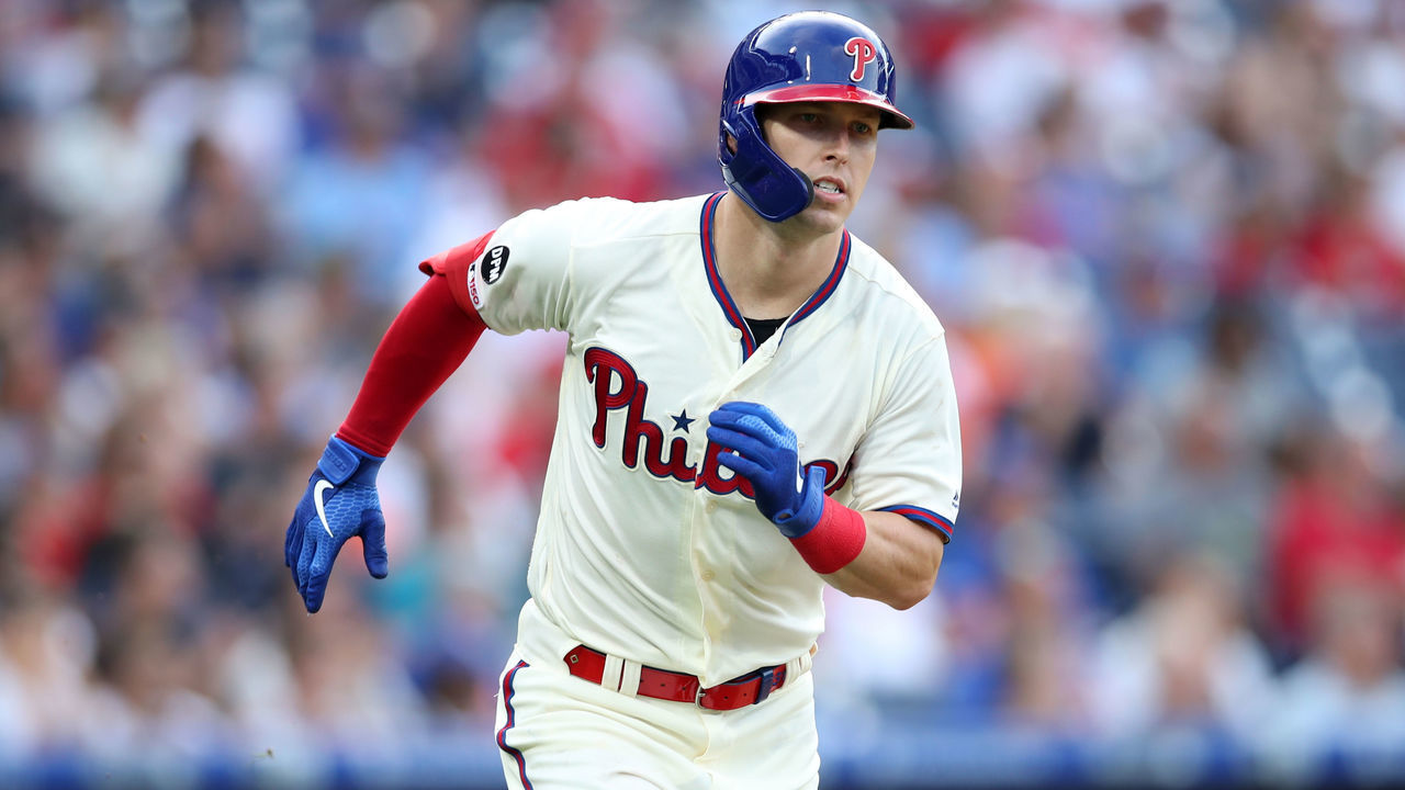 PHILADELPHIA, PA - AUGUST 31: Corey Dickerson #31 of the Philadelphia Phillies runs during the game against the New York Mets at Citizens Bank Park on August 31, 2019 in Philadelphia, PA. The Mets defeated the Phillies 6-3.