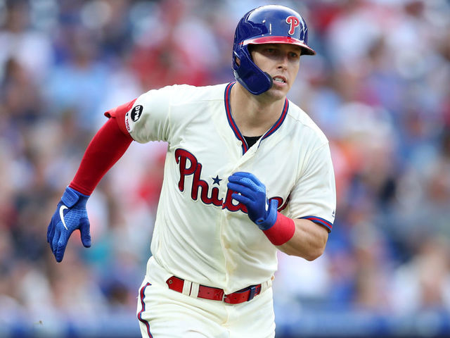 PHILADELPHIA, PA - AUGUST 31: Corey Dickerson #31 of the Philadelphia Phillies runs during the game against the New York Mets at Citizens Bank Park on August 31, 2019 in Philadelphia, PA. The Mets defeated the Phillies 6-3.