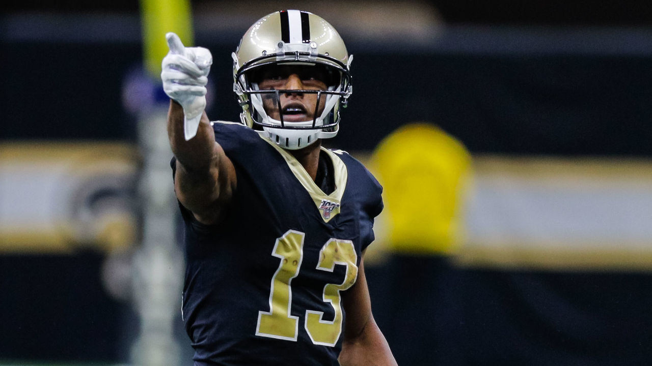 NEW ORLEANS, LA - DECEMBER 16: New Orleans Saints wide receiver Michael Thomas (13) reacts to a first down against Indianapolis Colts on December 16, 2019 at the Mercedes-Benz Superdome in New Orleans, LA.