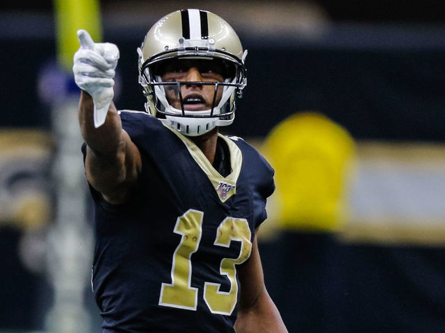 NEW ORLEANS, LA - DECEMBER 16: New Orleans Saints wide receiver Michael Thomas (13) reacts to a first down against Indianapolis Colts on December 16, 2019 at the Mercedes-Benz Superdome in New Orleans, LA.