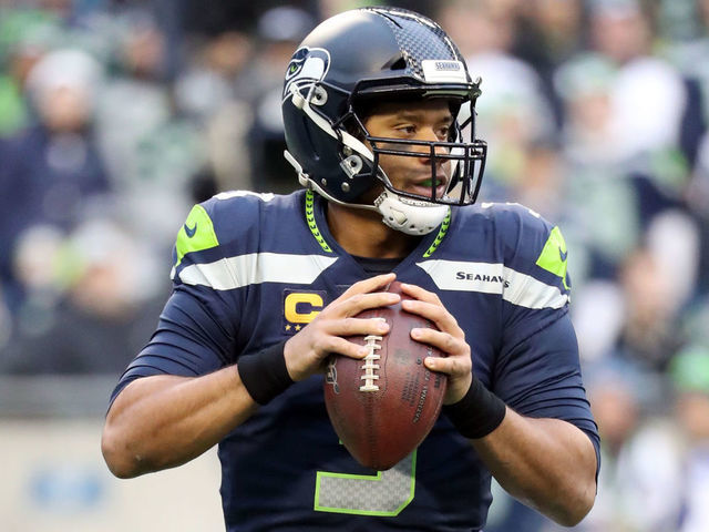 SEATTLE, WASHINGTON - DECEMBER 22: Russell Wilson #3 of the Seattle Seahawks looks to throw the ball against the Arizona Cardinals in the first quarter during their game at CenturyLink Field on December 22, 2019 in Seattle, Washington.
