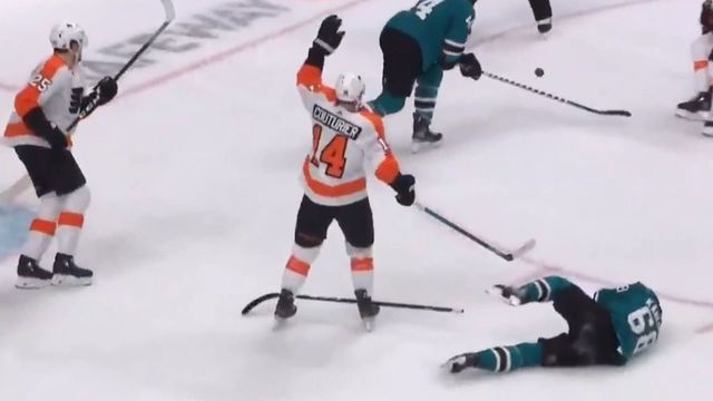 Melker Karlsson leaves game after being struck in head by slap shot