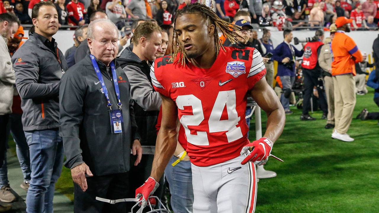 GLENDALE, AZ - DECEMBER 28: Ohio State Buckeyes cornerback Shaun Wade (24) runs off the field after being ejected during the Fiesta Bowl college football playoff semi final game between the Clemson Tigers and the Ohio State Buckeyes on December 28, 2019 at State Farm Stadium in Glendale, Arizona.
