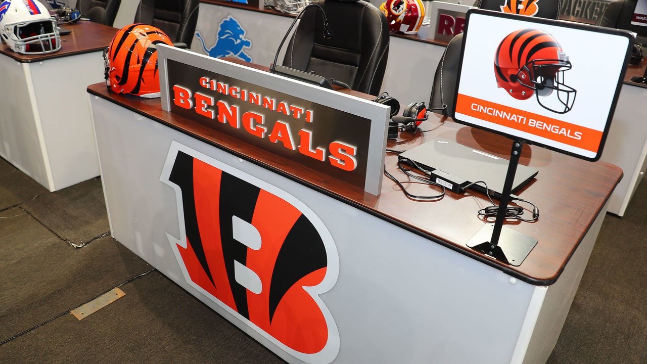 ARLINGTON, TX - APRIL 27: The Cincinnati Bengals Draft Table prior to the second and third rounds of the 2018 NFL Draft on April 27, 2018, at AT&T Stadium in Arlington, TX.