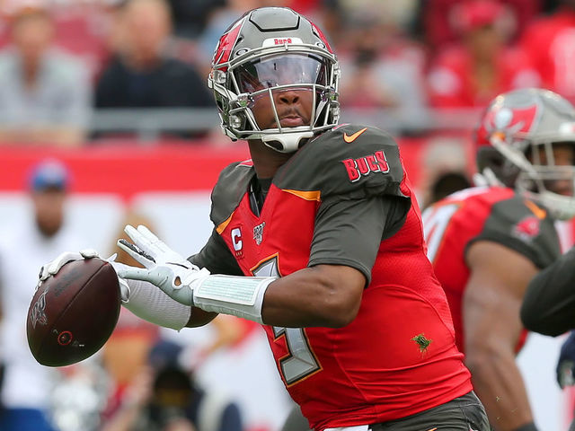 TAMPA, FL - DEC 21: Jameis Winston (3) of the Bucs throws the ball downfield during the regular season game between the Houston Texans and the Tampa Bay Buccaneers on December 21, 2019 at Raymond James Stadium in Tampa, Florida.