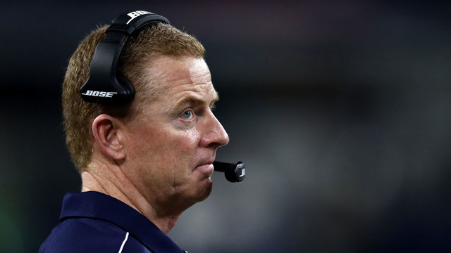 ARLINGTON, TEXAS - DECEMBER 29: Head coach Jason Garrett of the Dallas Cowboys looks on in the fourth quarter against the Washington Redskins in the game at AT&T Stadium on December 29, 2019 in Arlington, Texas.