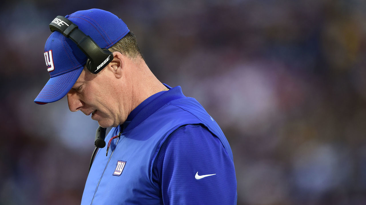 LANDOVER, MD - DECEMBER 22: Head coach Pat Shurmur of the New York Giants looks on from the sideline in the first half against the Washington Redskins at FedExField on December 22, 2019 in Landover, Maryland.