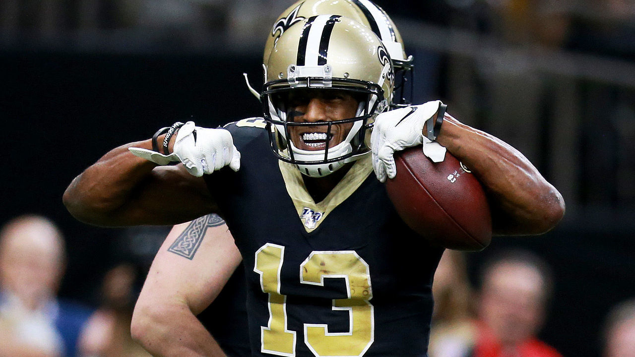 NEW ORLEANS, LOUISIANA - DECEMBER 16: Wide receiver Michael Thomas #13 of the New Orleans Saints celebrates after a touchdown in the second quarter of the game against the Indianapolis Colts at Mercedes Benz Superdome on December 16, 2019 in New Orleans, Louisiana.