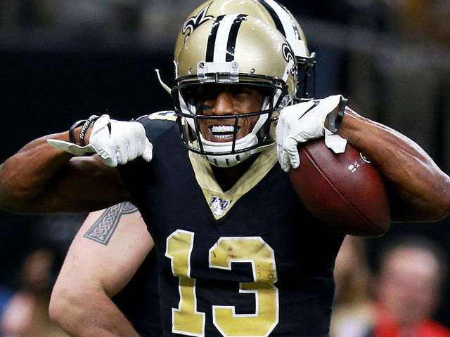 NEW ORLEANS, LOUISIANA - DECEMBER 16: Wide receiver Michael Thomas #13 of the New Orleans Saints celebrates after a touchdown in the second quarter of the game against the Indianapolis Colts at Mercedes Benz Superdome on December 16, 2019 in New Orleans, Louisiana.