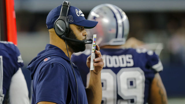 ARLINGTON, TX - DECEMBER 15: Dallas Cowboys defensive coach Kris Richard looks on during the game between the Dallas Cowboys and the Los Angeles Rams on December 15, 2019 at the AT&T Stadium in Arlington, Texas.