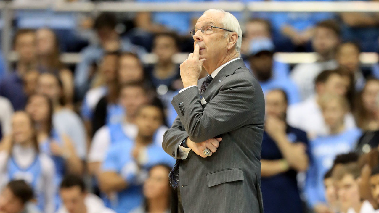 CHAPEL HILL, NORTH CAROLINA - DECEMBER 30: Head coach Roy Williams of the North Carolina Tar Heels watches on against the Yale Bulldogs during their game at Dean Smith Center on December 30, 2019 in Chapel Hill, North Carolina.