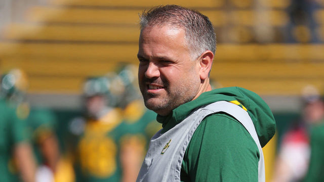WACO, TEXAS - OCTOBER 12: head coach Matt Rhule of the Baylor Bears before the game against the Texas Tech Red Raiders on October 12, 2019 in Waco, Texas.