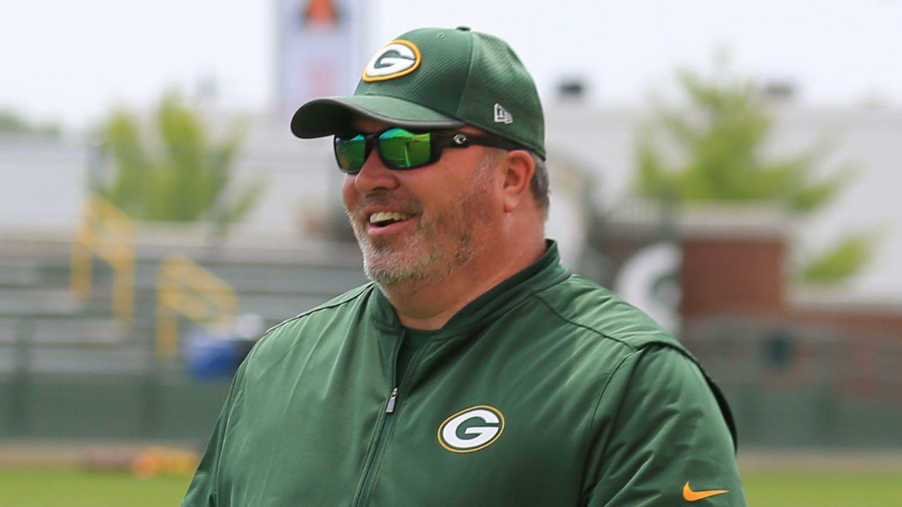 GREEN BAY, WI - JUNE 12: Green Bay Packers head coach Mike McCarthy walks onto the field during Green Bay Packers minicamp at Ray Nitschke Field on June 12, 2018 in Green Bay, WI.