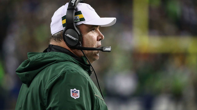 SEATTLE, WA - NOVEMBER 15: Head coach Mike McCarthy of the Green Bay Packers watches the action in the first quarter against the Seattle Seahawks at CenturyLink Field on November 15, 2018 in Seattle, Washington.