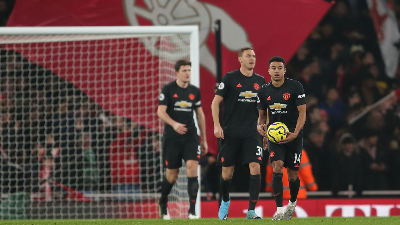 LONDON, ENGLAND - JANUARY 01: Jesse Lingard of Manchester United dejected after Nicolas Pepe of Arsenal scored a goal to make it 1-0 during the Premier League match between Arsenal FC and Manchester United at Emirates Stadium on January 1, 2020 in London, United Kingdom.