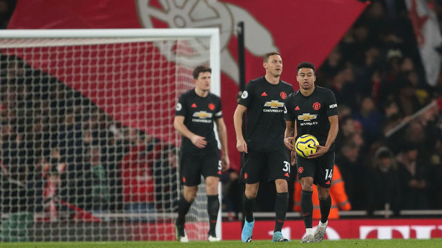LONDON, ENGLAND - JANUARY 01: Jesse Lingard of Manchester United dejected after Nicolas Pepe of Arsenal scored a goal to make it 1-0 during the Premier League match between Arsenal FC and Manchester United at Emirates Stadium on January 1, 2020 in London, United Kingdom.