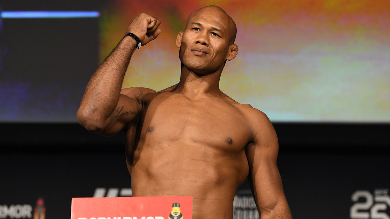 NEW YORK, NEW YORK - NOVEMBER 02: Ronaldo Souza of Brazil poses on the scale during the UFC 230 weigh-in inside Hulu Theater at Madison Square Garden on November 2, 2018 in New York, New York.