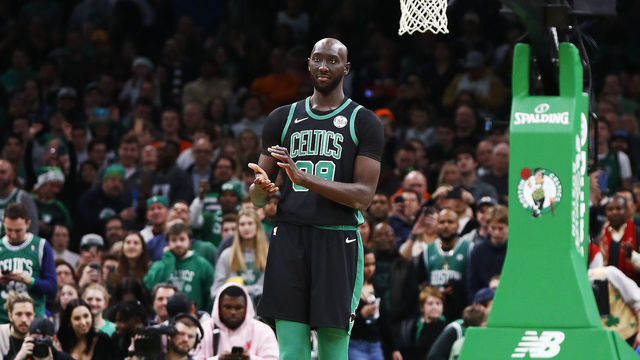 BOSTON, MASSACHUSETTS - DECEMBER 22: Tacko Fall #99 of the Boston Celtics reacts during the fourth quarter of the game against the Charlotte Hornets at TD Garden on December 22, 2019 in Boston, Massachusetts.