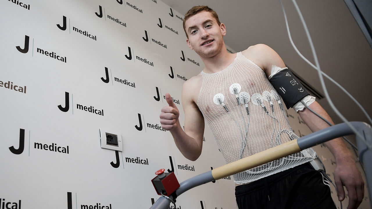 TURIN, ITALY - JANUARY 02: Juventus new signing Dejan Kulusevski participates in medical tests at JMedical on January 02, 2020 in Turin, Italy.