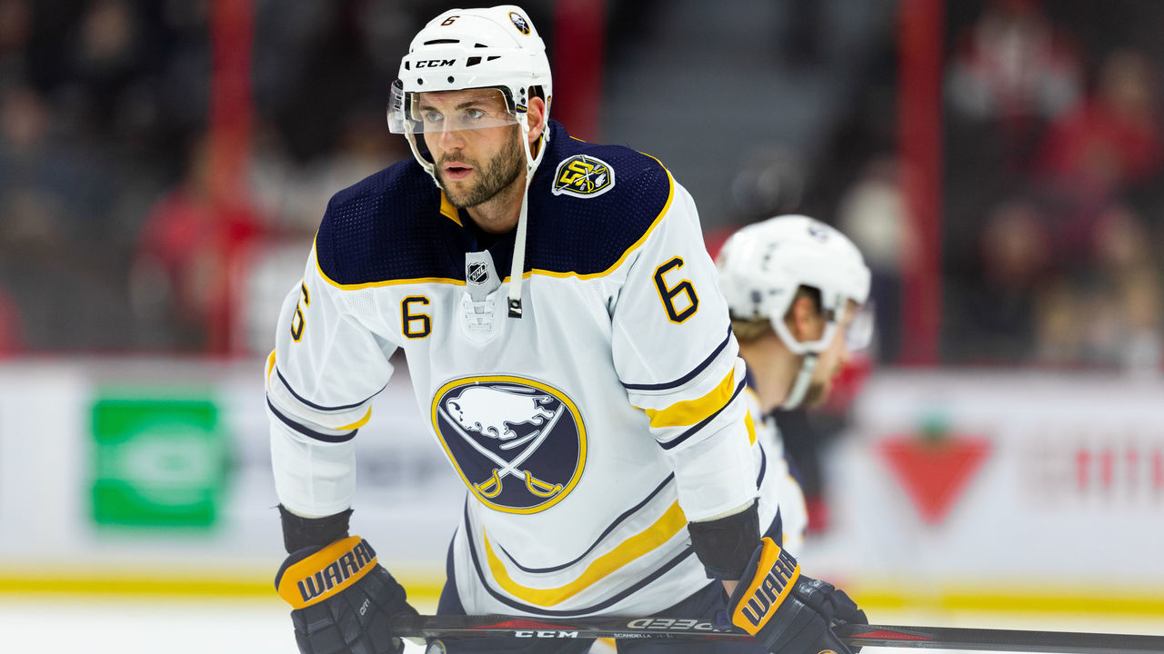 OTTAWA, ON - DECEMBER 23: Buffalo Sabres defenseman Marco Scandella (6) during warm-up before National Hockey League action between the Buffalo Sabres and Ottawa Senators on December 23, 2019, at Canadian Tire Centre in Ottawa, ON, Canada.