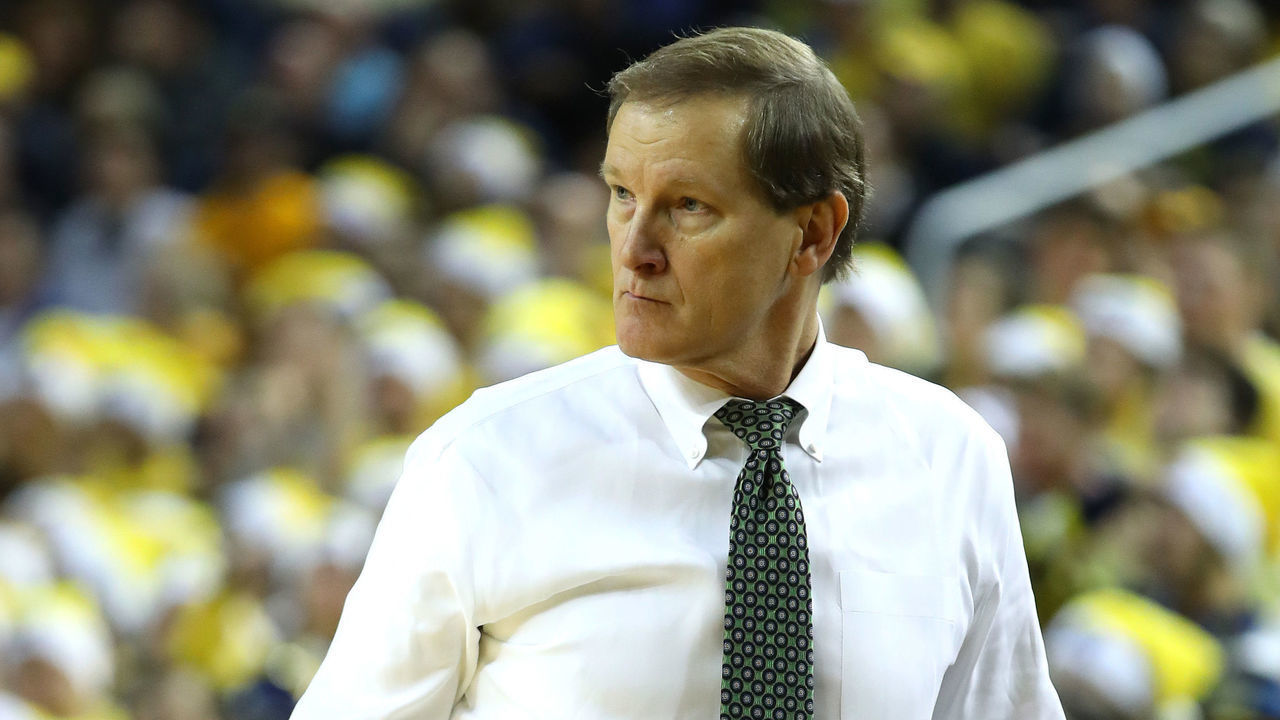 ANN ARBOR, MICHIGAN - DECEMBER 14: Head coach Dana Altman of the Oregon Ducks while playing the Michigan Wolverines at Crisler Arena on December 14, 2019 in Ann Arbor, Michigan. Oregon won the game 71-70 in overtime.