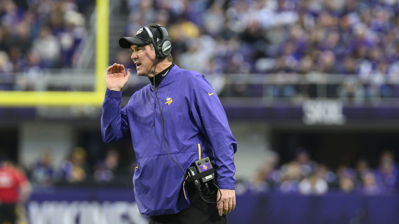 MINNEAPOLIS, MN - DECEMBER 29: Head coach Mike Zimmer of the Minnesota Vikings calls out from the field in the second quarter of the game against the Chicago Bears at U.S. Bank Stadium on December 29, 2019 in Minneapolis, Minnesota.