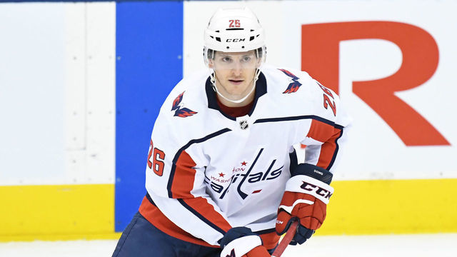 TORONTO, ON - OCTOBER 29: Washington Capitals Center Nic Dowd (26) in warmups prior to the regular season NHL game between the Washington Capitals and Toronto Maple Leafs on October 29, 2019 at Scotiabank Arena