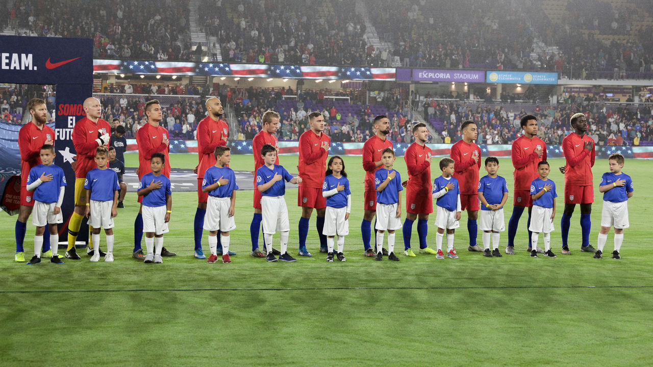 ORLANDO, FL - NOVEMBER 15: USMNT starting eleven during a game between Canada and USMNT at Exploria Stadium on November 15, 2019 in Orlando, Florida.
