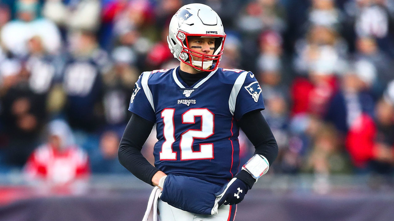 FOXBOROUGH, MA - DECEMBER 29: Tom Brady #12 of the New England Patriots looks on during a game against the Miami Dolphins at Gillette Stadium on December 29, 2019 in Foxborough, Massachusetts.