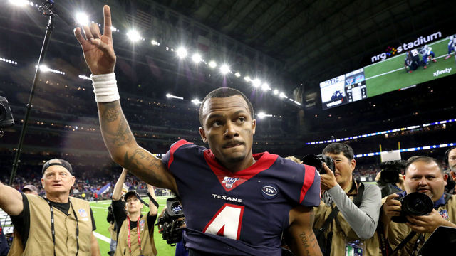 HOUSTON, TEXAS - JANUARY 04: Deshaun Watson #4 of the Houston Texans walks off the field following his teams 22-19 win against the Buffalo Bills in the AFC Wild Card Playoff game at NRG Stadium on January 04, 2020 in Houston, Texas.