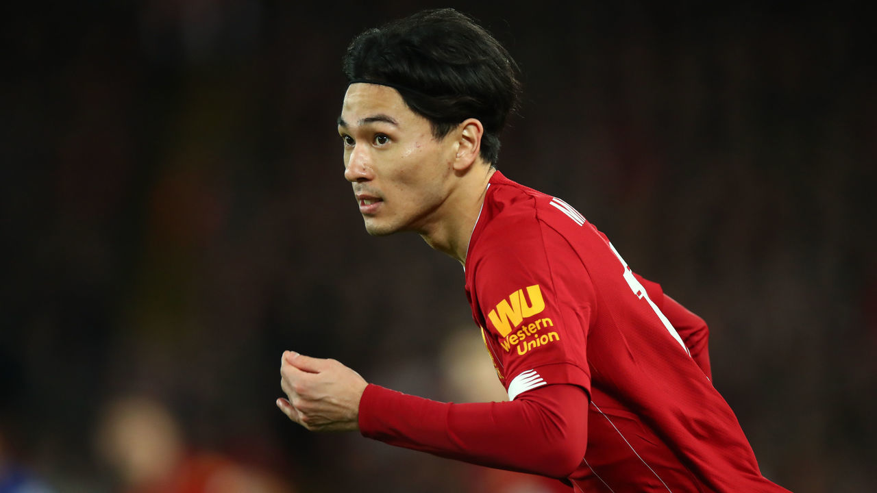 LIVERPOOL, ENGLAND - JANUARY 05: Takumi Minamino of Liverpool during the FA Cup Third Round match between Liverpool and Everton at Anfield on January 5, 2020 in Liverpool, England.