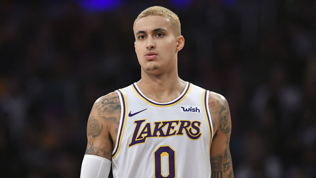 LOS ANGELES, CA - JANUARY 01: Kyle Kuzma #0 of the Los Angeles Lakers dyed his hair blonde before playing the Phoenix Suns at Staples Center on January 1, 2020 in Los Angeles, California. NOTE TO USER: User expressly acknowledges and agrees that, by downloading and/or using this photograph, user is consenting to the terms and conditions of the Getty Images License Agreement. Lakers won 117 to 107.