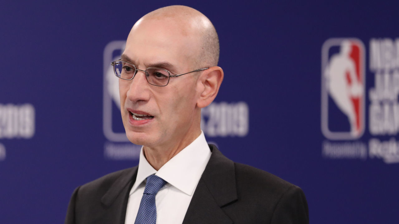 SAITAMA, JAPAN - OCTOBER 08: Commissioner of the National Basketball Association (NBA) Adam Silver speaks during a press conference prior to the preseason game between Houston Rockets and Toronto Raptors at Saitama Super Arena on October 08, 2019 in Saitama, Japan. NOTE TO USER: User expressly acknowledges and agrees that, by downloading and/or using this photograph, user is consenting to the terms and conditions of the Getty Images License Agreement.