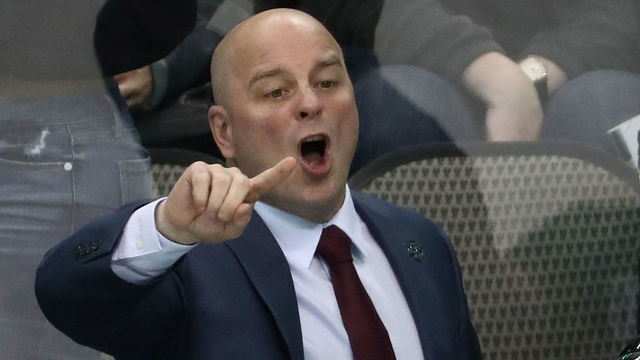 DALLAS, TX - OCTOBER 23: Head coach Jim Montgomery of the Dallas Stars in the third period at American Airlines Center on October 23, 2018 in Dallas, Texas.