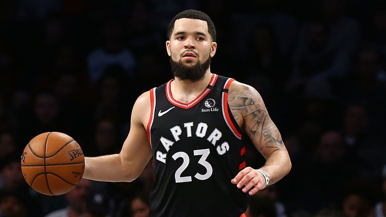 NEW YORK, NEW YORK - JANUARY 04: Fred VanVleet #23 of the Toronto Raptors in action against the Brooklyn Nets at Barclays Center on January 04, 2020 in New York City. Toronto Raptors defeated the Brooklyn Nets 121-102. Mandatory Copyright Notice: Copyright 2020 NBAE.