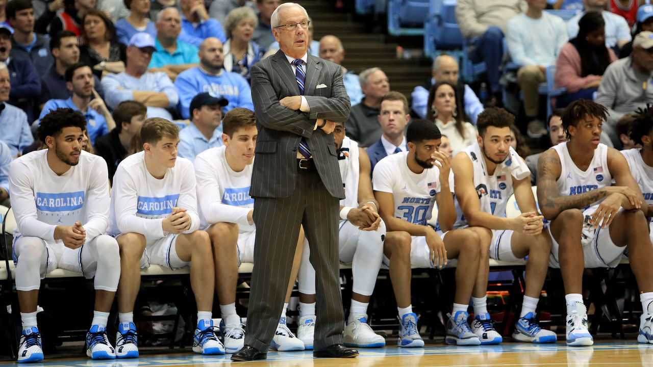 CHAPEL HILL, NORTH CAROLINA - JANUARY 04: Head coach Roy Williams of the North Carolina Tar Heels watches on against the Georgia Tech Yellow Jackets during their game at Dean Smith Center on January 04, 2020 in Chapel Hill, North Carolina.