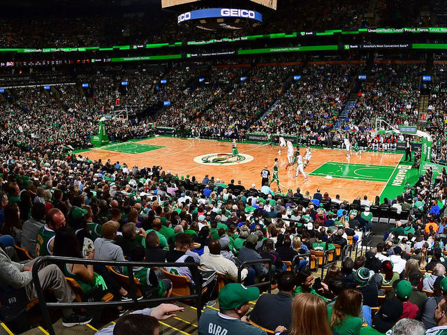BOSTON, MA - MARCH 16: A general view of the game between the Atlanta Hawks and Boston Celtics on March 16, 2019 at the TD Garden in Boston, Massachusetts. Mandatory Copyright Notice: Copyright 2019 NBAE