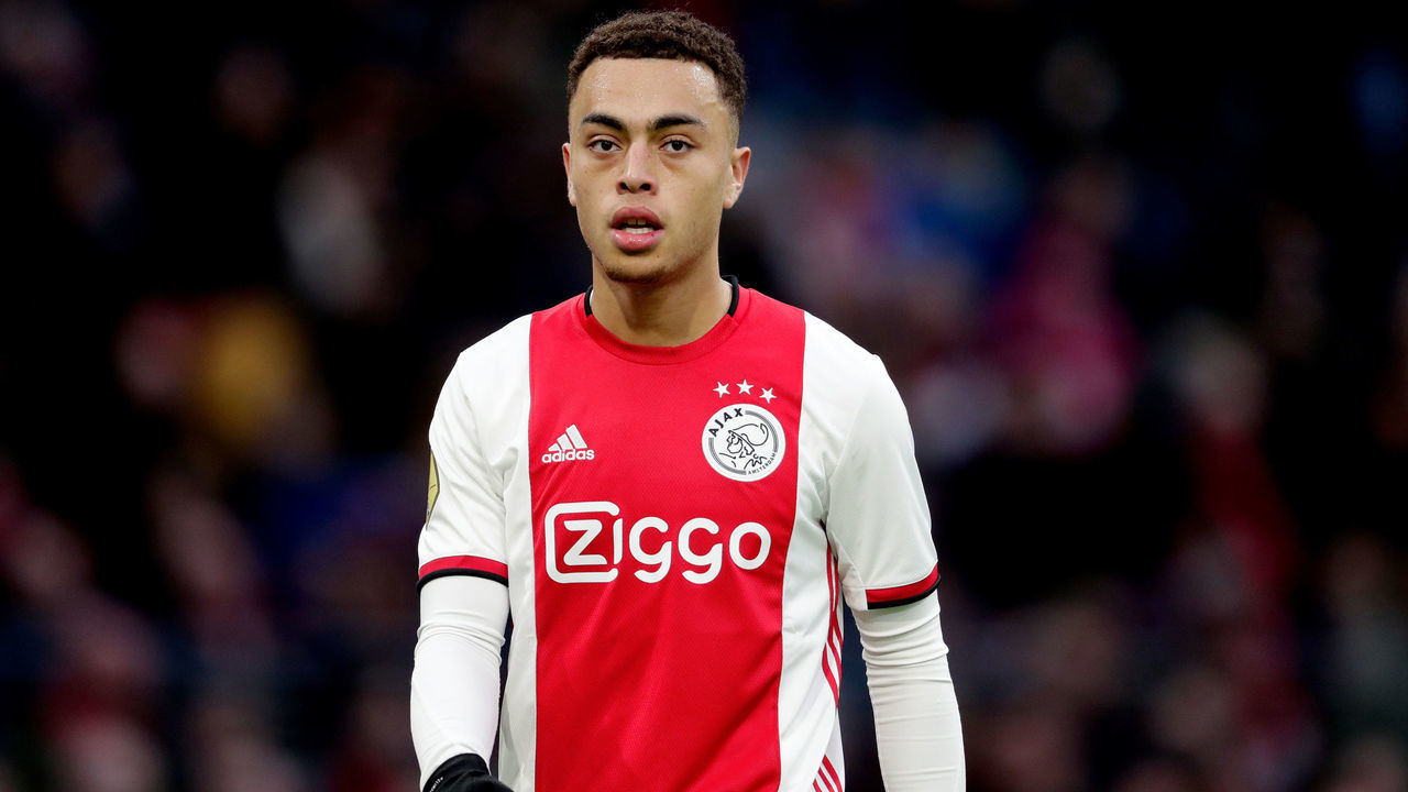 AMSTERDAM, NETHERLANDS - DECEMBER 22: Sergino Dest of Ajax during the Dutch Eredivisie match between Ajax v ADO Den Haag at the Johan Cruijff Arena on December 22, 2019 in Amsterdam Netherlands