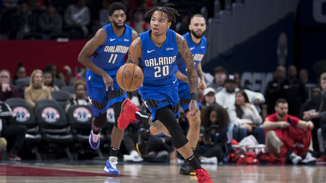 WASHINGTON, DC - JANUARY 01: Markelle Fultz #20 of the Orlando Magic dribbles the ball against the Washington Wizards during the first half at Capital One Arena on January 1, 2020 in Washington, DC.