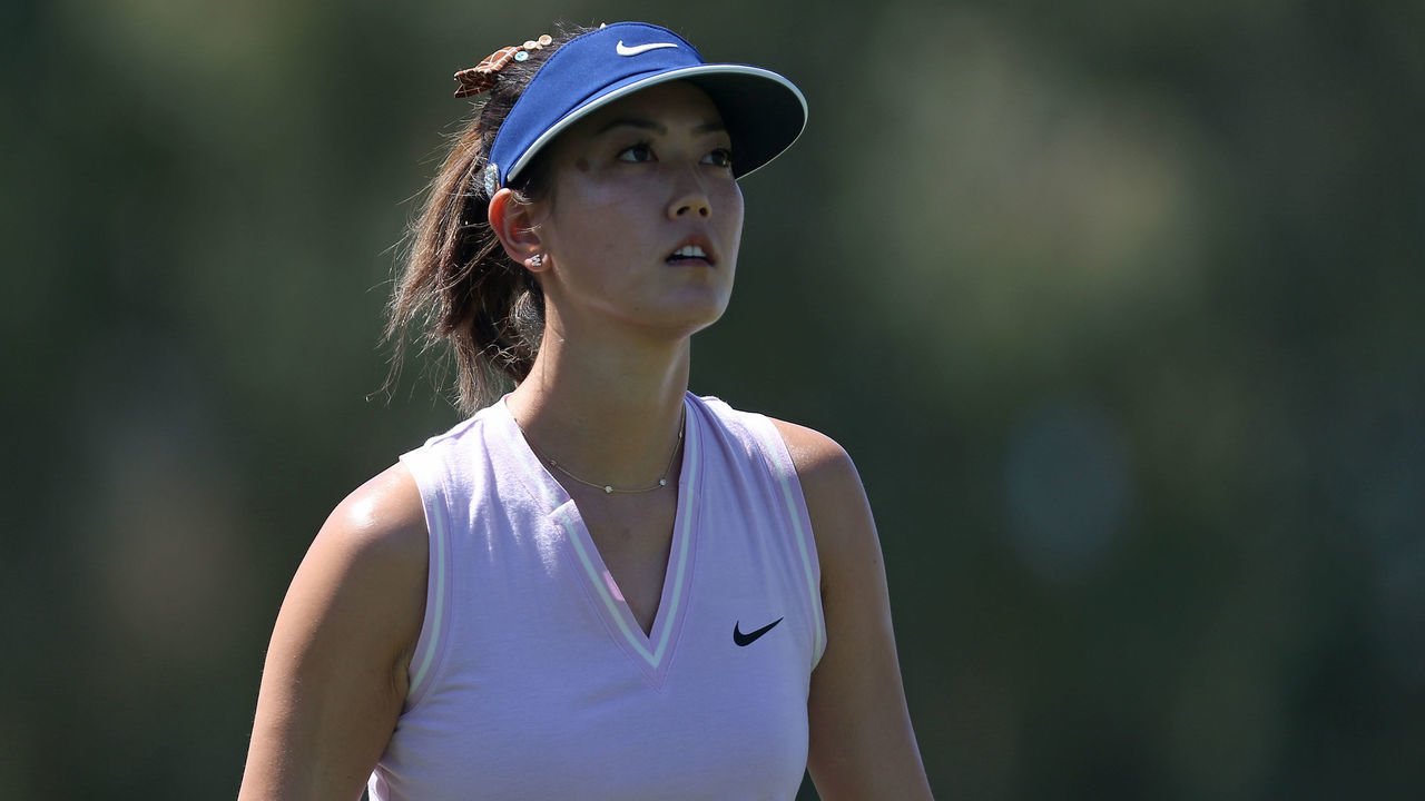 RANCHO MIRAGE, CALIFORNIA - APRIL 04: Michelle Wie hits her tee shot on the 13th hole during the first round of the ANA Inspiration on the Dinah Shore course at Mission Hills Country Club on April 04, 2019 in Rancho Mirage, California.