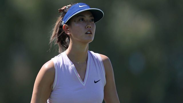 RANCHO MIRAGE, CALIFORNIA - APRIL 04: Michelle Wie hits her tee shot on the 13th hole during the first round of the ANA Inspiration on the Dinah Shore course at Mission Hills Country Club on April 04, 2019 in Rancho Mirage, California.