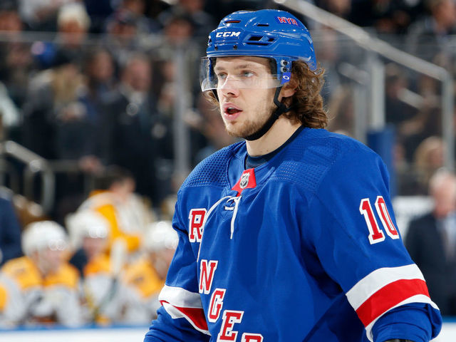 NEW YORK, NY - DECEMBER 16: Artemi Panarin #10 of the New York Rangers looks on against the Nashville Predators at Madison Square Garden on December 16, 2019 in New York City.