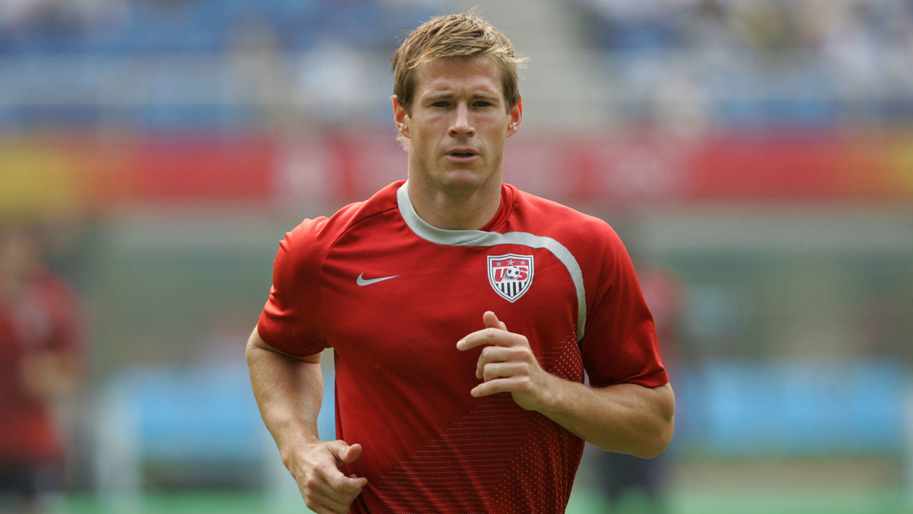 07 August 2008: Brian McBride (USA). The men's Olympic team of the United States defeated the men's Olympic soccer team of Japan 1-0 at Tianjin Olympic Center Stadium in Tianjin, China in a Group B round-robin match in the Men's Olympic Football competition.