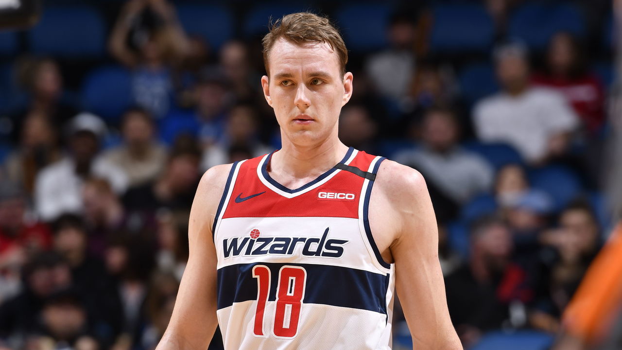 ORLANDO, FL - JANUARY 8: Anzejs Pasecniks #18 of the Washington Wizards looks on during the game against the Orlando Magic on January 8, 2020 at Amway Center in Orlando, Florida. Mandatory Copyright Notice: Copyright 2020 NBAE