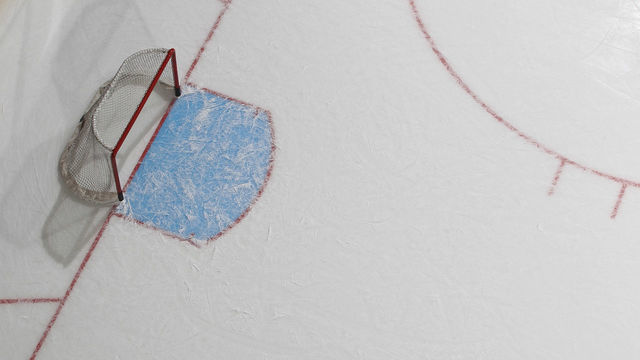 UNIONDALE, NY - MARCH 29: A graphic view of the net on the hockey rink photographed prior to the game between the Pittsburgh Penguins and the New York Islanders at the Nassau Veterans Memorial Coliseum on March 29, 2012 in Uniondale, New York. The Islanders defeated the Penguins 5-3.